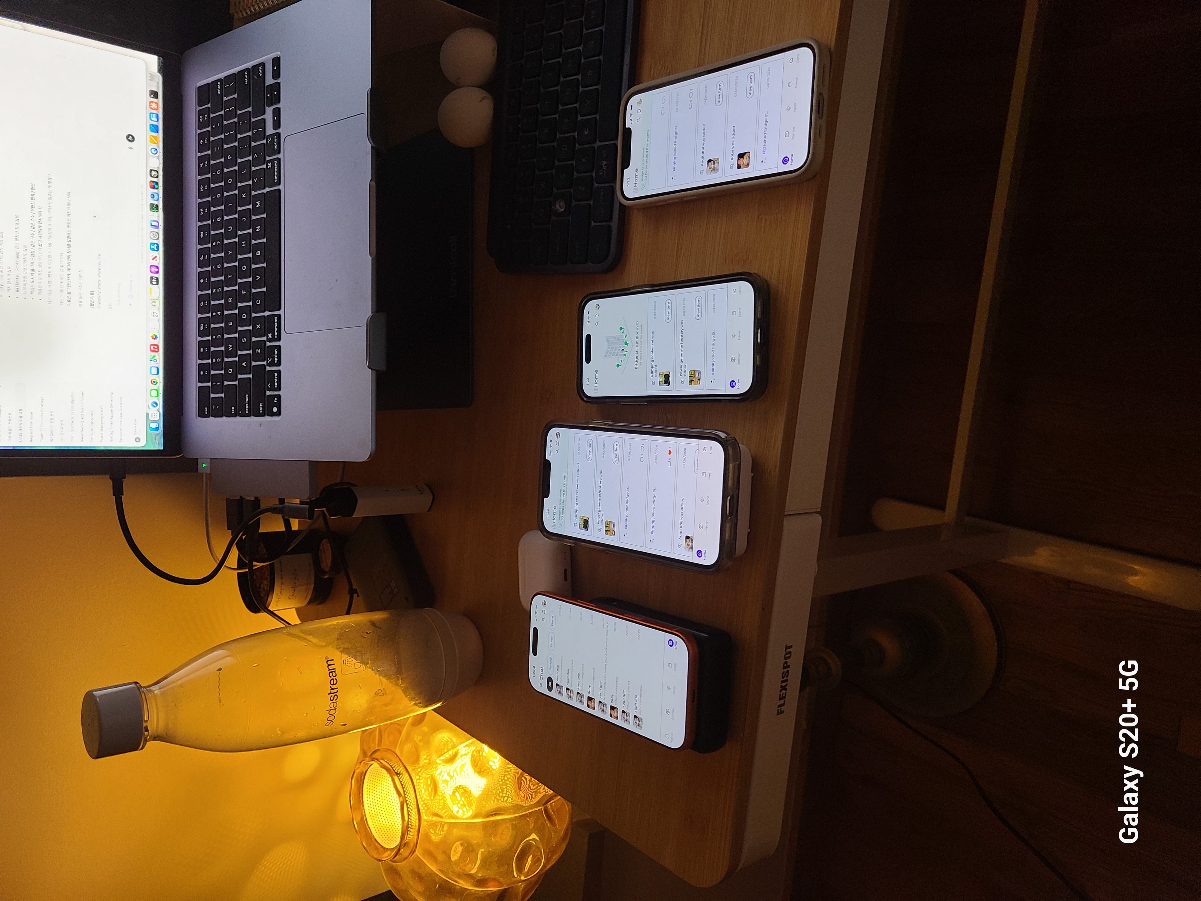 Backend stress test — four phones, four accounts, same Firestore document