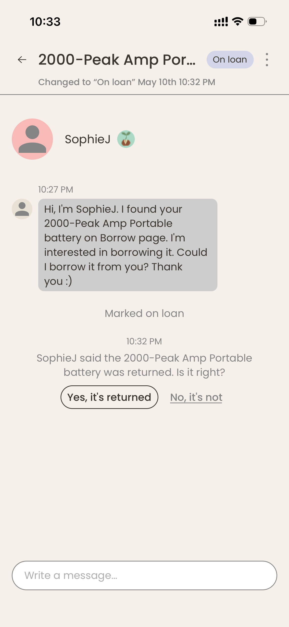Borrower returns