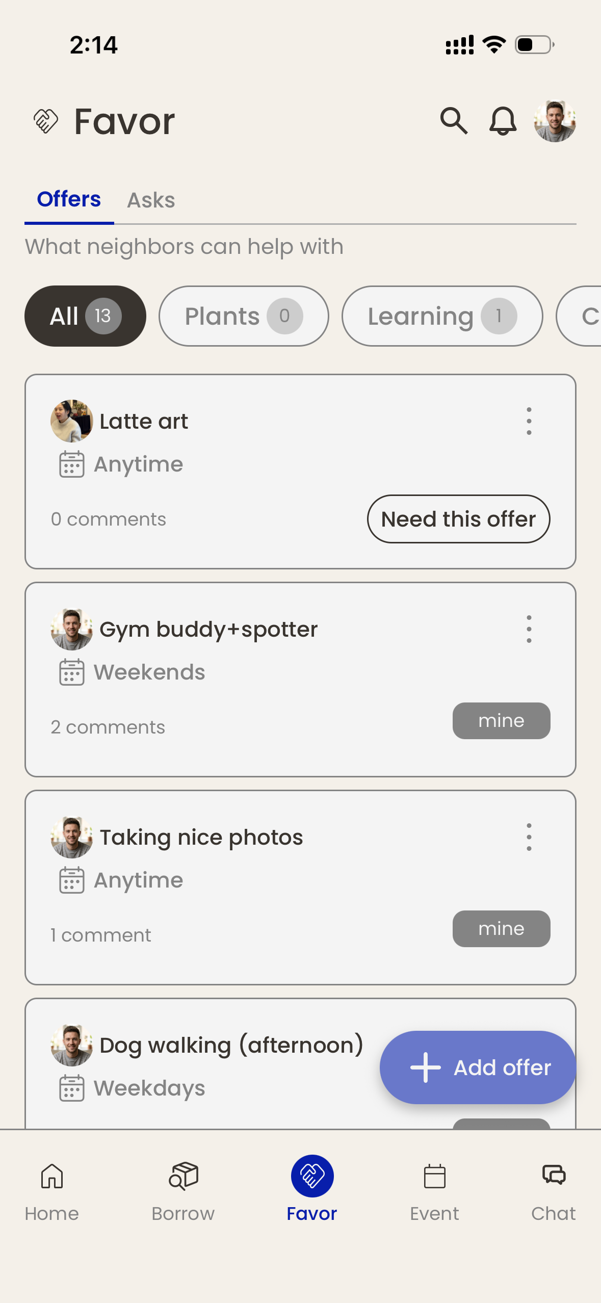 POMEs favor — “I can help” default tab